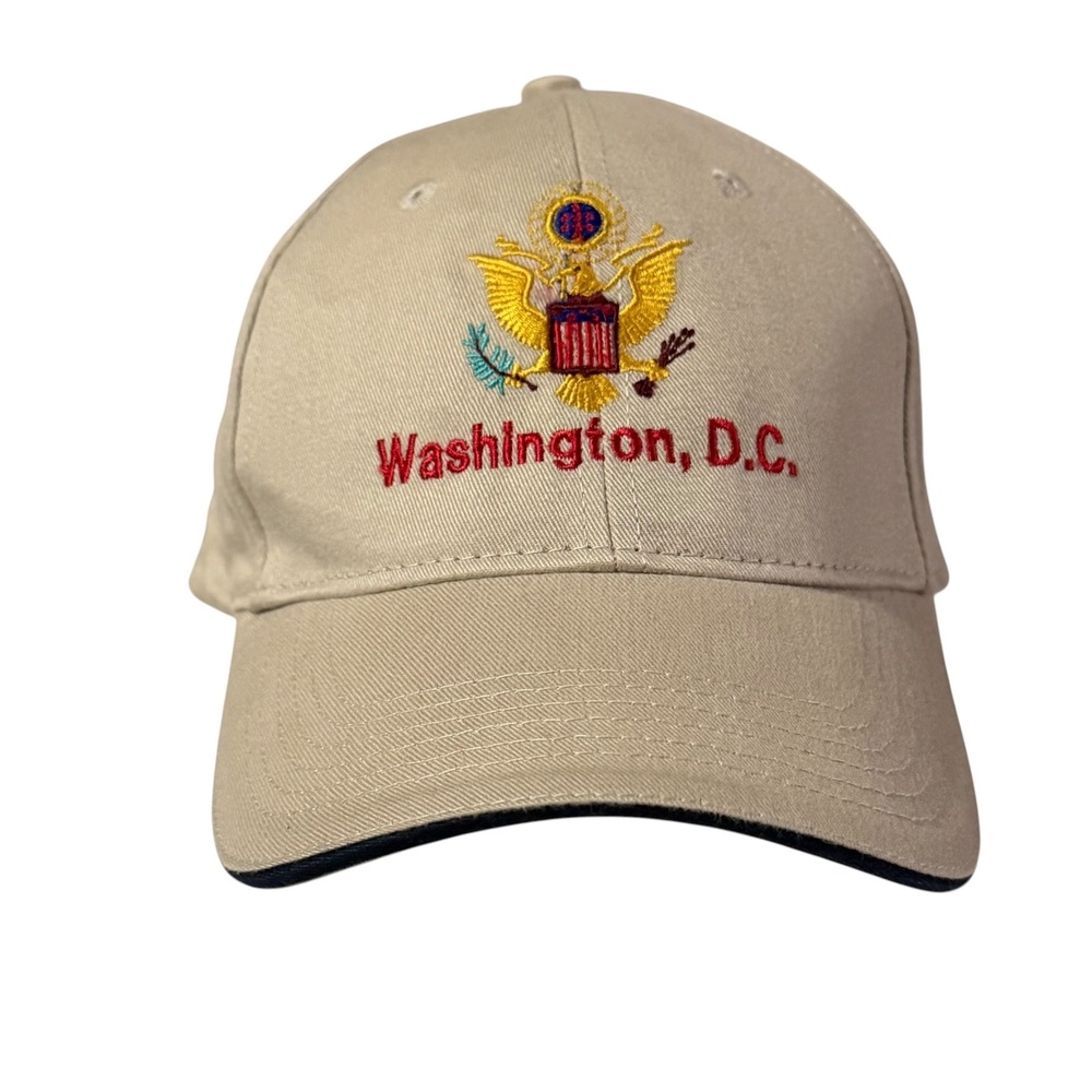 Washington DC Souvenir Baseball Cap Khaki Tan Great Seal Embroidered Hat Mens